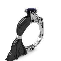 Caravaggio Exclusive Two Tone 14K Black and White Gold 1.0 Ct Black Sapphire Engagement Ring R643E-14KBWGBLS