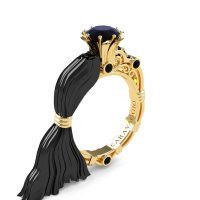 Caravaggio Exclusive Two Tone 14K Black and Yellow Gold 1.0 Ct Black Sapphire Engagement Ring R643E-14KBYGBLS