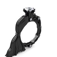 Caravaggio Exclusive Venus 14K Black Gold 1.0 Ct White Sapphire Engagement Ring R643E-14KBGWS