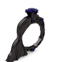 Caravaggio Exclusive Venus 14K Black Gold 1.0 Ct Blue Sapphire Engagement Ring R643E-14KBGBS