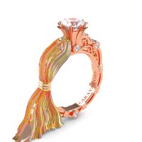 Caravaggio Ready to Wear Kimberly 14K Silk Rose Gold 1.0 Ct White Sapphire Engagement Ring R643E-14KTTSRGWS