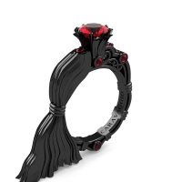 Caravaggio Exclusive Venus 14K Black Gold 1.0 Ct Ruby Engagement Ring R643E-14KBGR