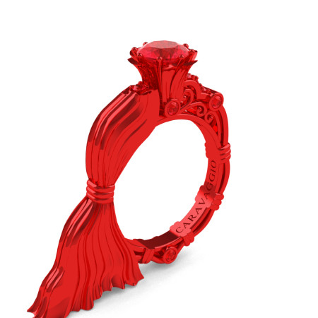 Caravaggio Jewels Venus 14K Red Gold 1.0 Ct Ruby Engagement Ring R643E-14KREGR