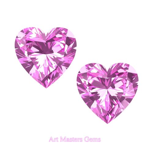 Art Masters Gems Set of Two Standard 0.75 Ct Heart Light Pink Sapphire Created Gemstones HCG075S-LPS