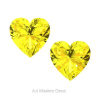 Art Masters Gems Set of Two Standard 1.0 Ct Heart Yellow Sapphire Created Gemstones HCG100S-YS