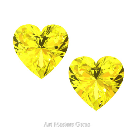 Art-Masters-Gems-Standard-Set-of-Two-1-0-0-Carat-Heart-Cut-Yellow-Sapphire-Created-Gemstones-HCG100S-YS-T