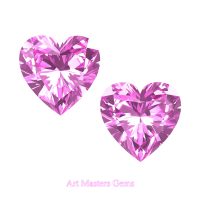 Art Masters Gems Set of Two Standard 2.0 Ct Heart Light Pink Sapphire Created Gemstones HCG200S-LPS