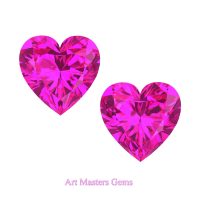 Art Masters Gems Set of Two Standard 2.0 Ct Heart Pink Sapphire Created Gemstones HCG200S-PS