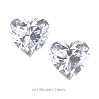 Art Masters Gems Set of Two Standard 2.0 Ct Heart White Sapphire Created Gemstones HCG200S-WS