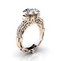 Art Masters Michelangelo 14K Rose Gold 1.0 Ct Certified Diamond Engagement Ring R723-14KRGCVVSD
