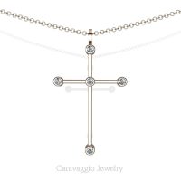 Art Masters Caravaggio 14K Rose Gold 0.15 Ct Diamond Cross Pendant Necklace 16 Inch Chain C623-14KRGD