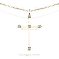 Art Masters Caravaggio 18K Yellow Gold 0.15 Ct Diamond Cross Pendant Necklace 16 Inch Chain C623-18KYGD