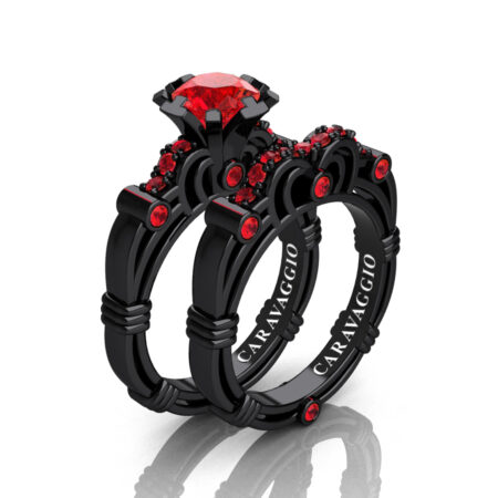 Art-Masters-Caravaggio-14K-Black-Gold-1-0-Carat-Red-Ruby-Engagement-Ring-Wedding-Band-Set-R623S-14KBGR-P
