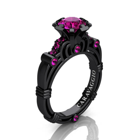 Art-Masters-Caravaggio-14K-Black-Gold-1-Carat-Pink-Sapphire-Engagement-Ring-R623-14KBGBPS-P4