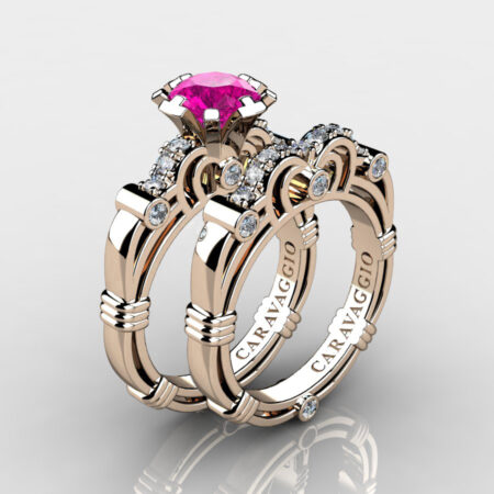 Art-Masters-Caravaggio-14K-Rose-Gold-1-0-Carat-Pink-Sapphire-Diamond-Engagement-Ring-Wedding-Band-Set-R623S-14KRGDPS-P