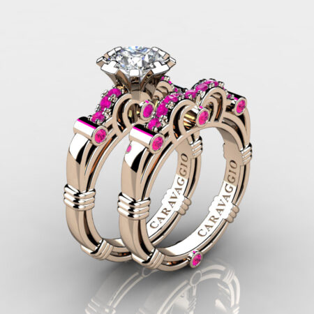 Art-Masters-Caravaggio-14K-Rose-Gold-1-0-Carat-White-Pink-Sapphire-Engagement-Ring-Wedding-Band-Set-R623S-14KRGPSWS-P