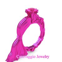 Caravaggio Exclusive 14K Fuchsia Gold 1.0 Ct Pink Sapphire Engagement Ring R643E-14KFGPS