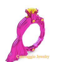 Caravaggio Exclusive 14K Fuchsia Gold 1.0 Ct Yellow Sapphire Engagement Ring R643E-14KFGYS