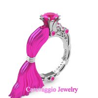 Caravaggio Exclusive 14K Fuchsia White Gold 1.0 Ct Pink Sapphire Engagement Ring R643E-14KFWGPS