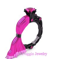 Caravaggio Italian 14K Fuchsia Light Pink Black Gold 1.0 Ct Pink Sapphire Engagement Ring R643E-14KFLPBGPS