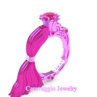 Caravaggio Parisian 14K Fuchsia Pink Gold 1.0 Ct Pink Sapphire Engagement Ring R643E-14KFPGPS