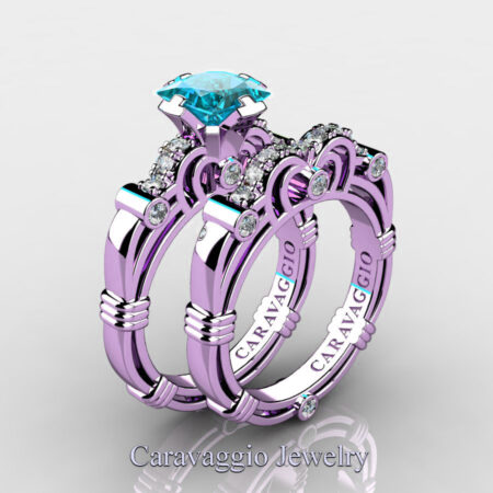 Art-Masters-Caravaggio-14K-Lilac-Gold-1-5-Carat-Princess-Blue-and-White-Diamond-Engagement-Ring-Wedding-Band-Set-R623PS-14KLGDBLD-P