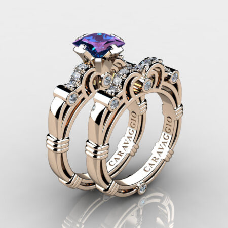 Art-Masters-Caravaggio-14K-Rose-Gold-1-5-Carat-Princess-Alexandrite-Diamond-Engagement-Ring-Wedding-Band-Set-R623PS-14KRGDAL-P