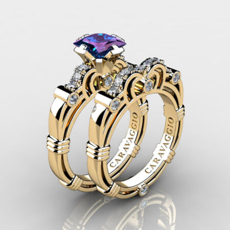 Art-Masters-Caravaggio-14K-Yellow-Gold-1-5-Carat-Princess-Alexandrite-Diamond-Engagement-Ring-Wedding-Band-Set-R623PS-14KYGDAL-P