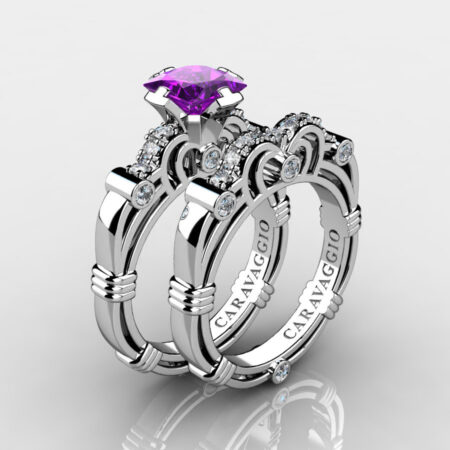 Art-Masters-Caravaggio-950-Platinum-1-5-Carat-Princess-Amethyst-Diamond-Engagement-Ring-Wedding-Band-Set-R623PS-PLATDAM-P