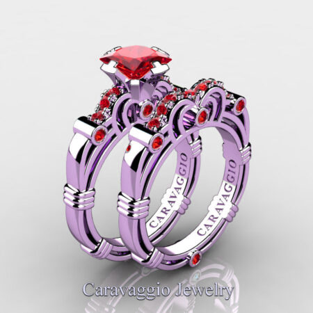 Caravaggio-14K-Lilac-Gold-1-25-Carat-Princess-Ruby-Engagement-Ring-Wedding-Band-Set-R623PS-14KLGR-P
