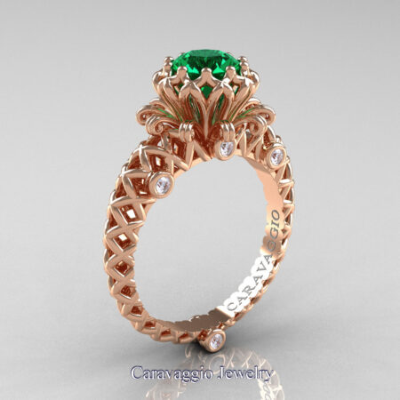 Caravaggio-Lace-14K-Rose-Gold-1-0-Carat-Emerald-Diamond-Engagement-Ring-R634-14KRGDEM-P