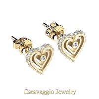 Art Masters Caravaggio 14K Matte Yellow Gold Diamond Heart Stud Earrings E623-14KMYGD
