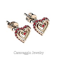 Art Masters Caravaggio 14K Rose Gold Ruby Heart Stud Earrings E623-14KRGR