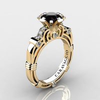 Art Masters Caravaggio 14K Yellow Gold 1.0 Ct Black and White Diamond Engagement Ring R623-14KYGDBD