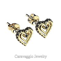 Art Masters Caravaggio 14K Yellow Gold Black Diamond Heart Stud Earrings E623-14KYGBDArt Masters Caravaggio 14K Yellow Gold Black Diamond Heart Stud Earrings E623-14KYGBD