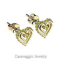 Art Masters Caravaggio 14K Yellow Gold Yellow Sapphire Heart Stud Earrings E623-14KYGYS