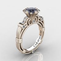 Art Masters Caravaggio 14K Matte Rose Gold 1.0 Ct Grey Sapphire Diamond Engagement Ring R623-14KMRGDGS
