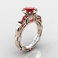 Art Masters Caravaggio 14K Rose Gold 1.0 Ct Ruby Engagement Ring R623-14KRGR