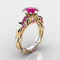 Art Masters Caravaggio 14K Yellow Gold 1.0 Ct Pink Sapphire Engagement Ring R623-14KYGPS