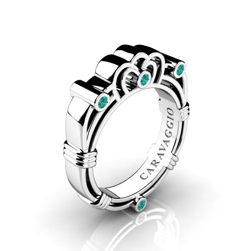 Art Masters Caravaggio Mens 950 Platinum Blue Diamond Wedding Band R623M-PLATBLD