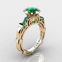 Art Masters Caravaggio 14K Yellow Gold 1.0 Ct Emerald Engagement Ring R623-14KYGEM
