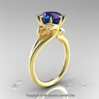 Art Masters 14K Yellow Gold 3.0 Ct Chrysoberyl Alexandrite Diamond Dragon Engagement Ring R601-14KYGDAL