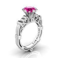 Art Masters Caravaggio 950 Platinum 1.0 Ct Pink Sapphire Diamond Italian Engagement Ring R659-PLATMDPS