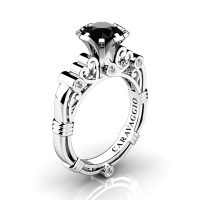 Art Masters Caravaggio 950 Platinum 1.0 Ct Black and White Diamond Italian Engagement Ring R659-PLATDBD