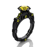 Art Masters Caravaggio 14K Black Gold 1.0 Ct Yellow Sapphire Engagement Ring R623-14KBGYS