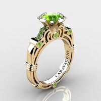 Art Masters Caravaggio 14K Yellow Gold 1.0 Ct Peridot Engagement Ring R623-14KYGP