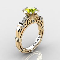 Art Masters Caravaggio 14K Yellow Gold 1.0 Ct Yellow Sapphire Diamond Engagement Ring R623-14KYGDYS